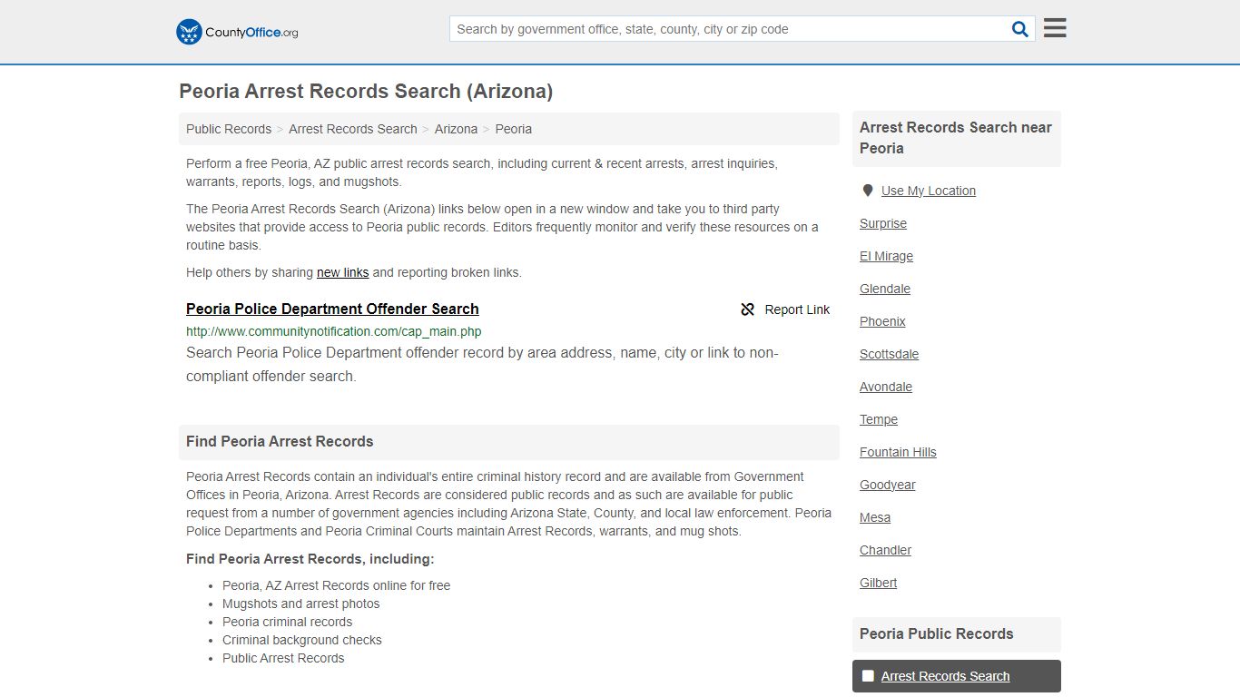 Arrest Records Search - Peoria, AZ (Arrests & Mugshots) - County Office